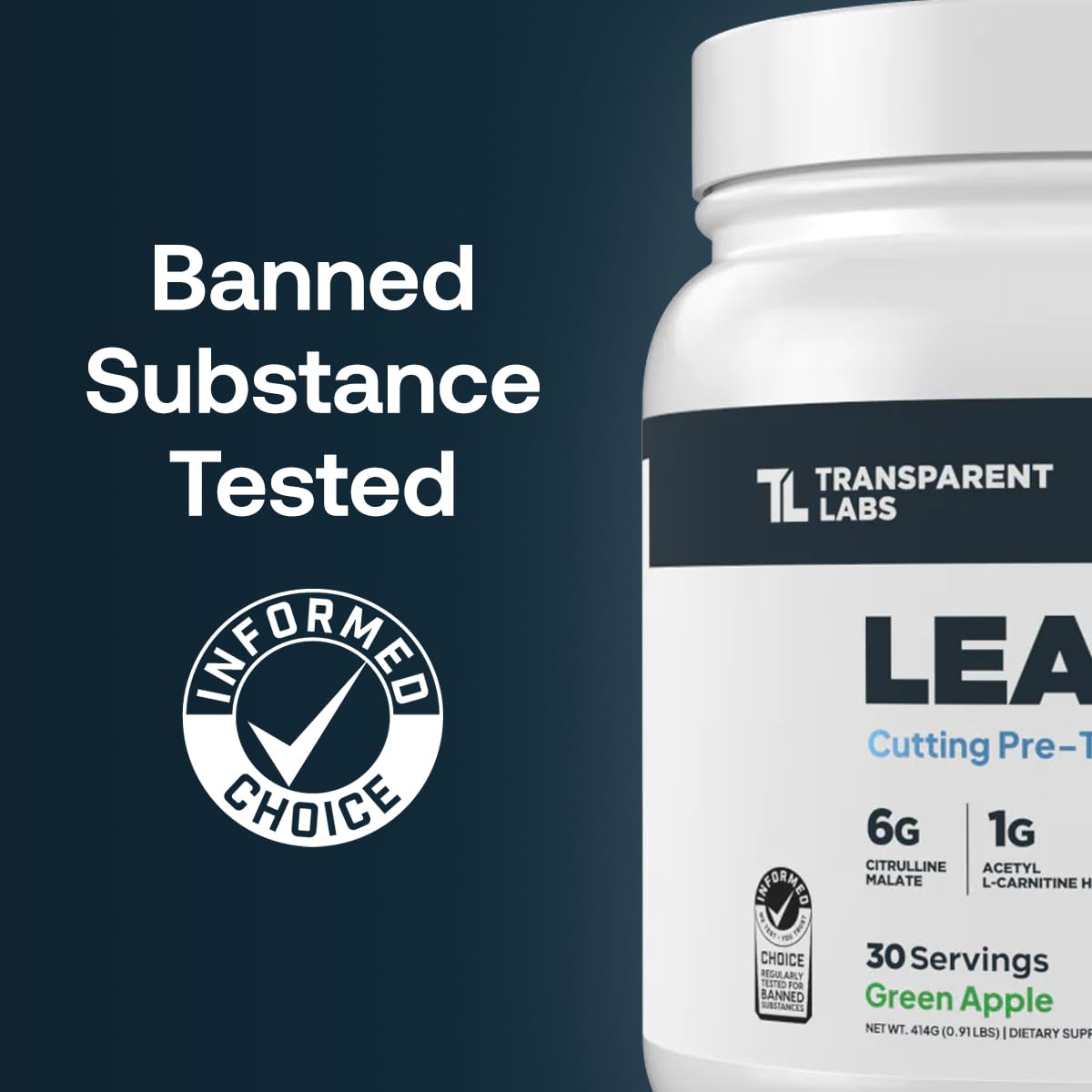 Transparent Labs Lean Pre-Workout label close-up showing a clean formula.