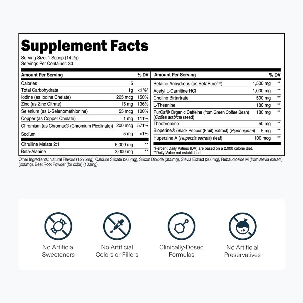 Transparent Labs Lean Pre-Workout scoop measures a precise serving for consistency.
