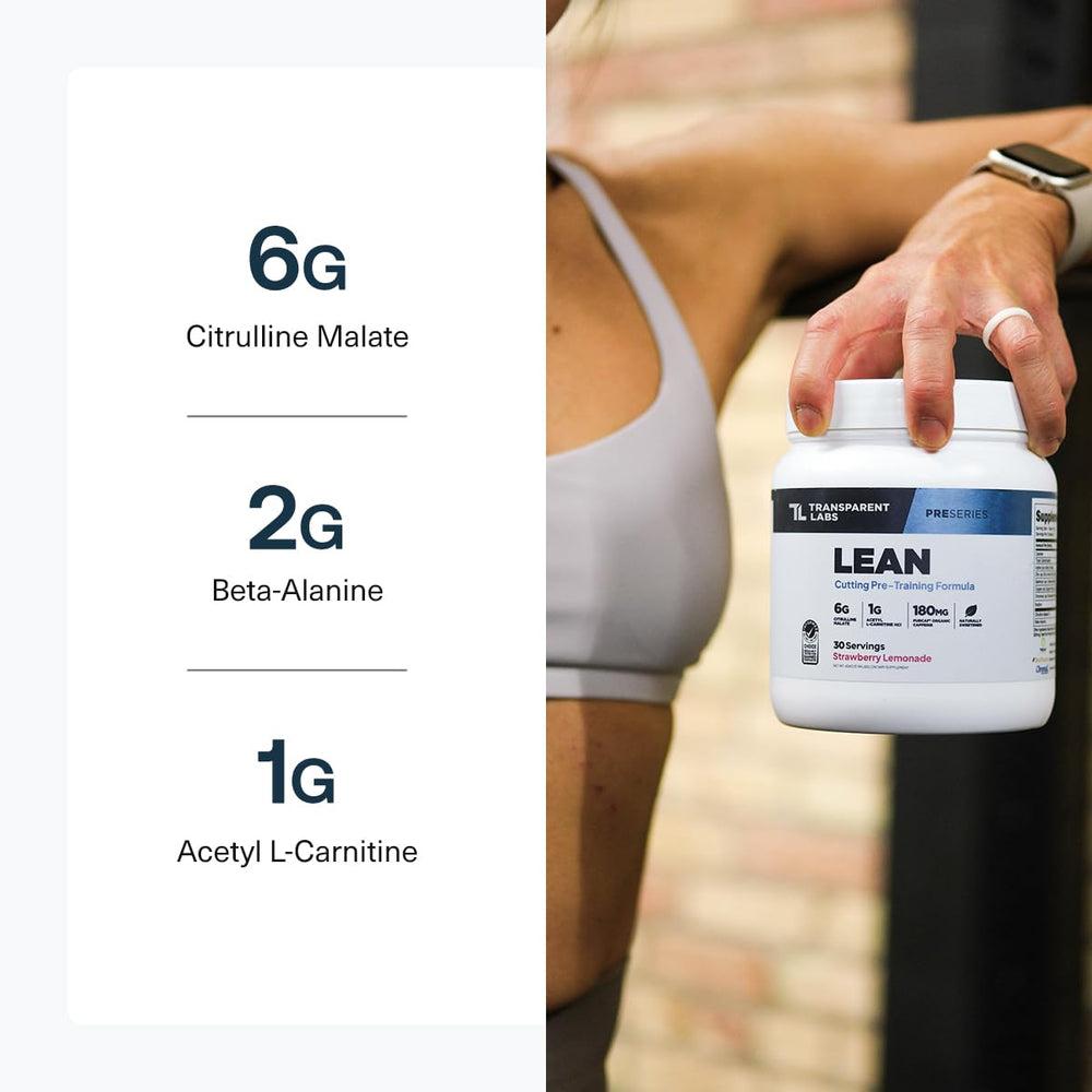 Transparent Labs Lean Pre-Workout strawberry lemonade in glass for a refreshing pre-workout ritual.