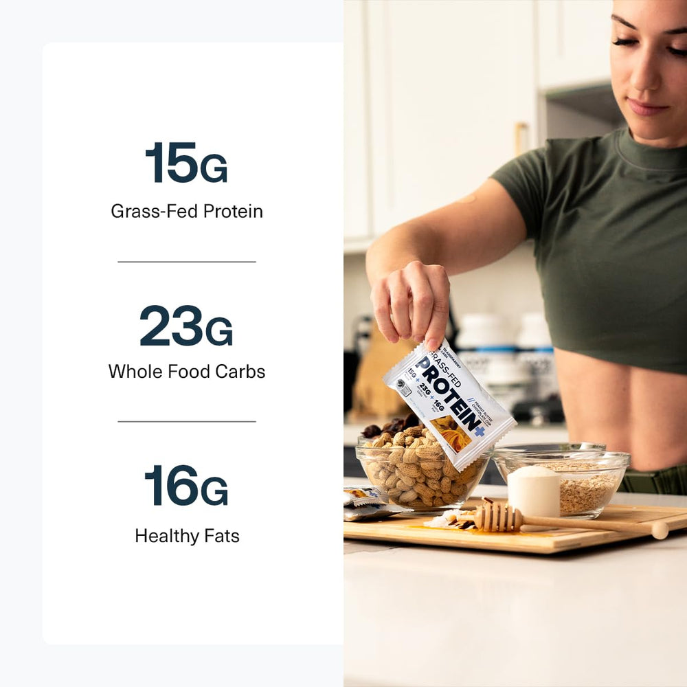 Transparent Labs Protein+ Bars natural peanut and almond butter layer for rich flavor