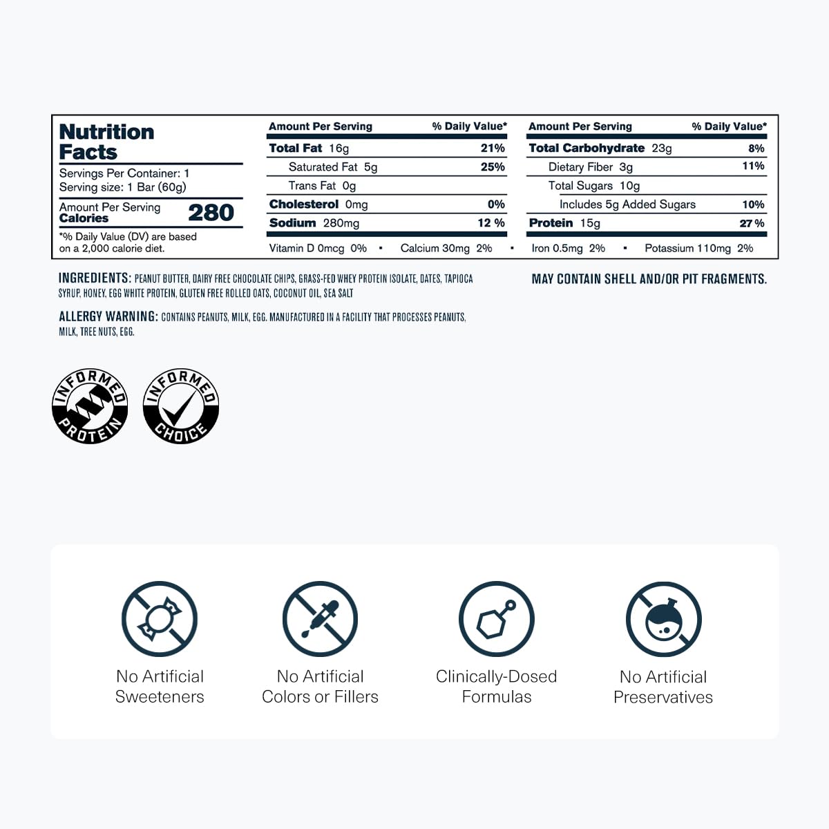 Transparent Labs Protein+ Bars close-up bar with peanut butter chocolate chips for satisfying taste