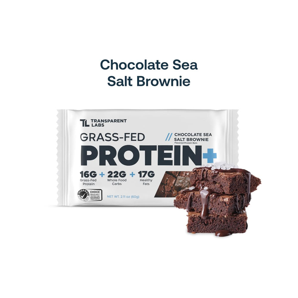 Serving plate featuring Transparent Labs Protein+ Bars for a balanced snack