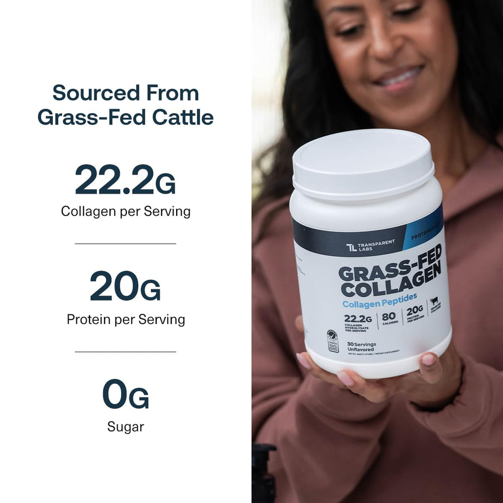 Transparent Labs unflavored collagen powder companion for versatile mixing without altering taste.