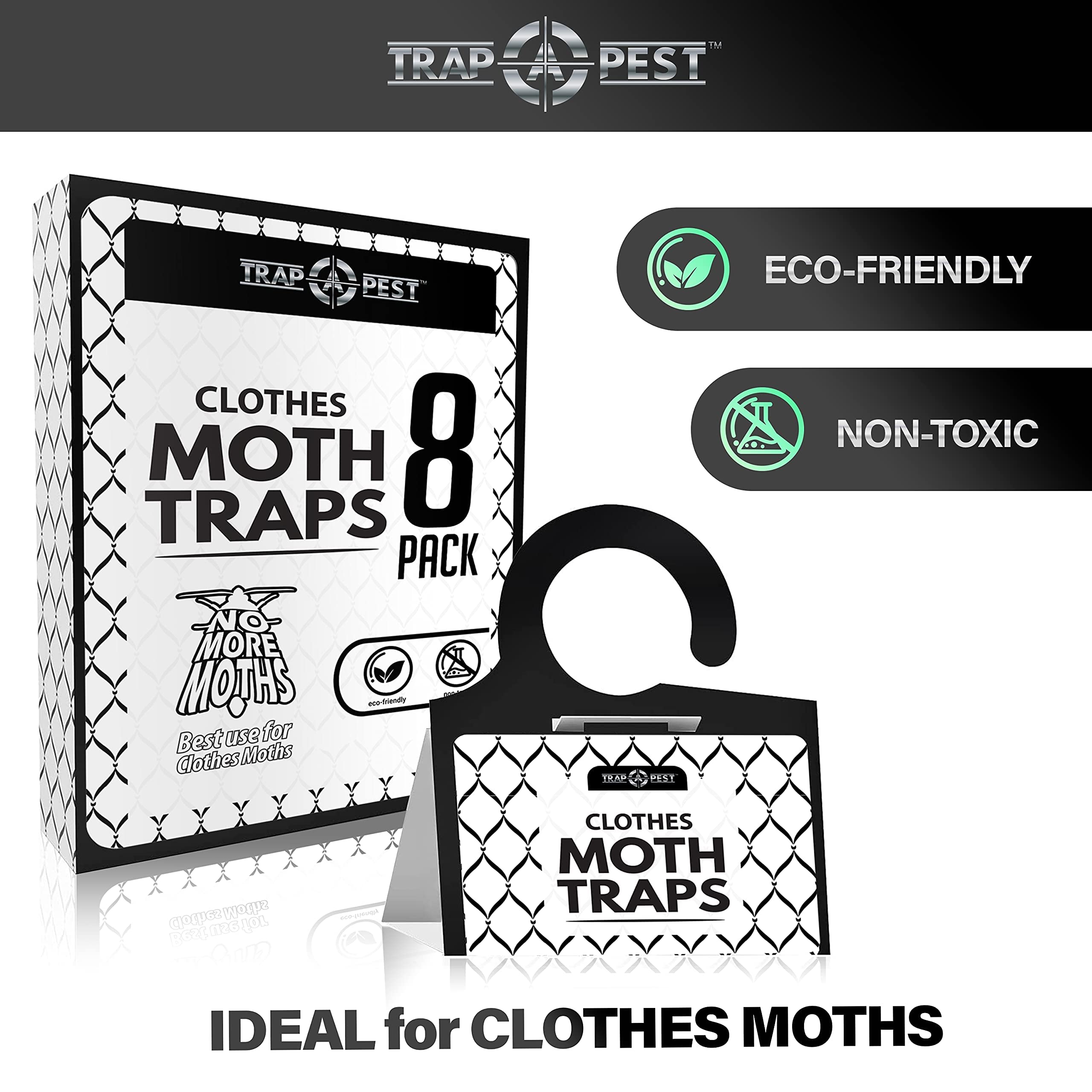 TRAP A PEST closet hanging traps shown among garments for discreet protection.