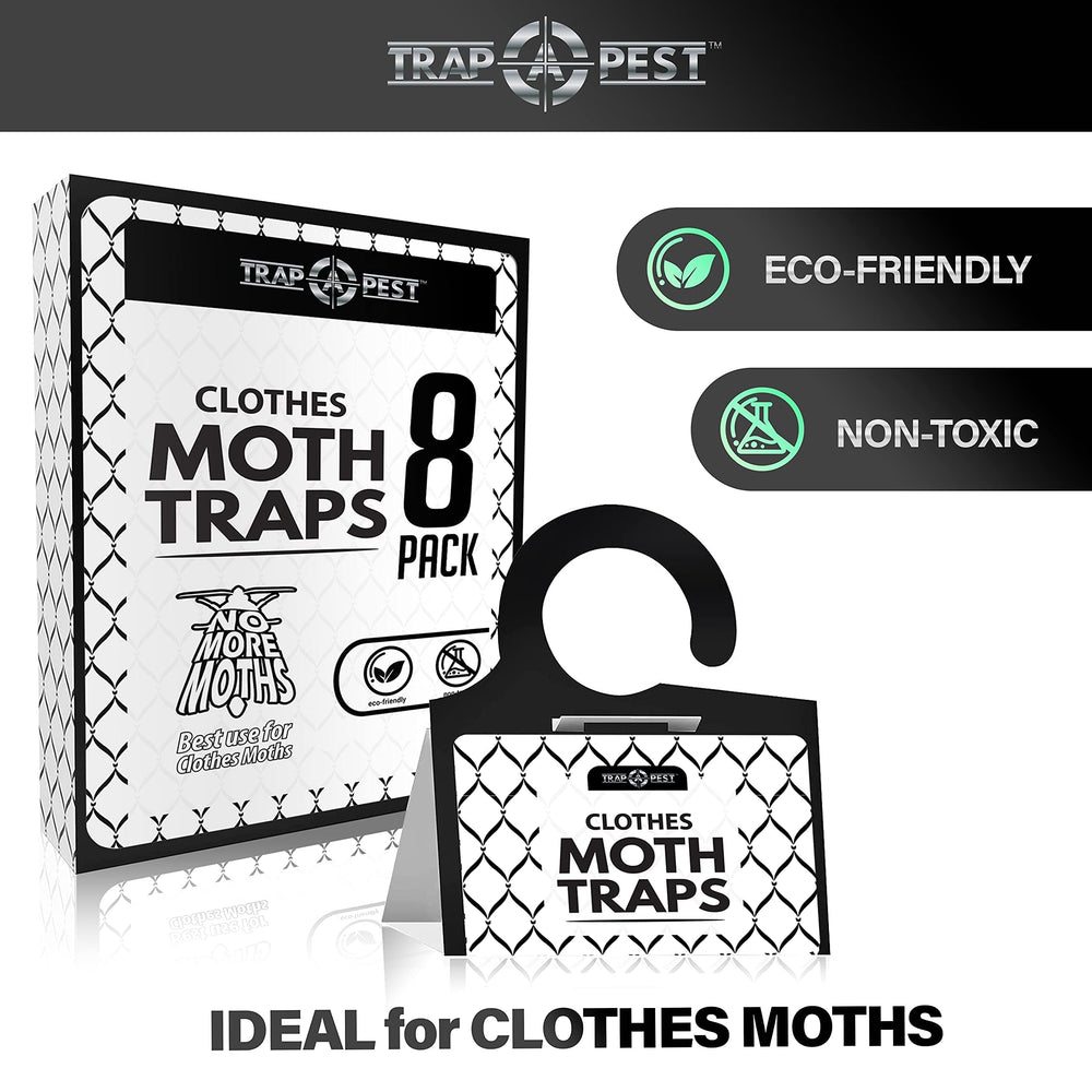 TRAP A PEST closet hanging traps shown among garments for discreet protection.