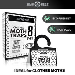 TRAP A PEST closet hanging traps shown among garments for discreet protection.
