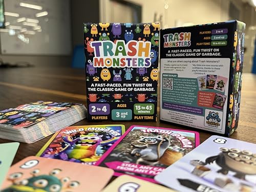 Trash Monsters family game night scene with four players enjoying the game.