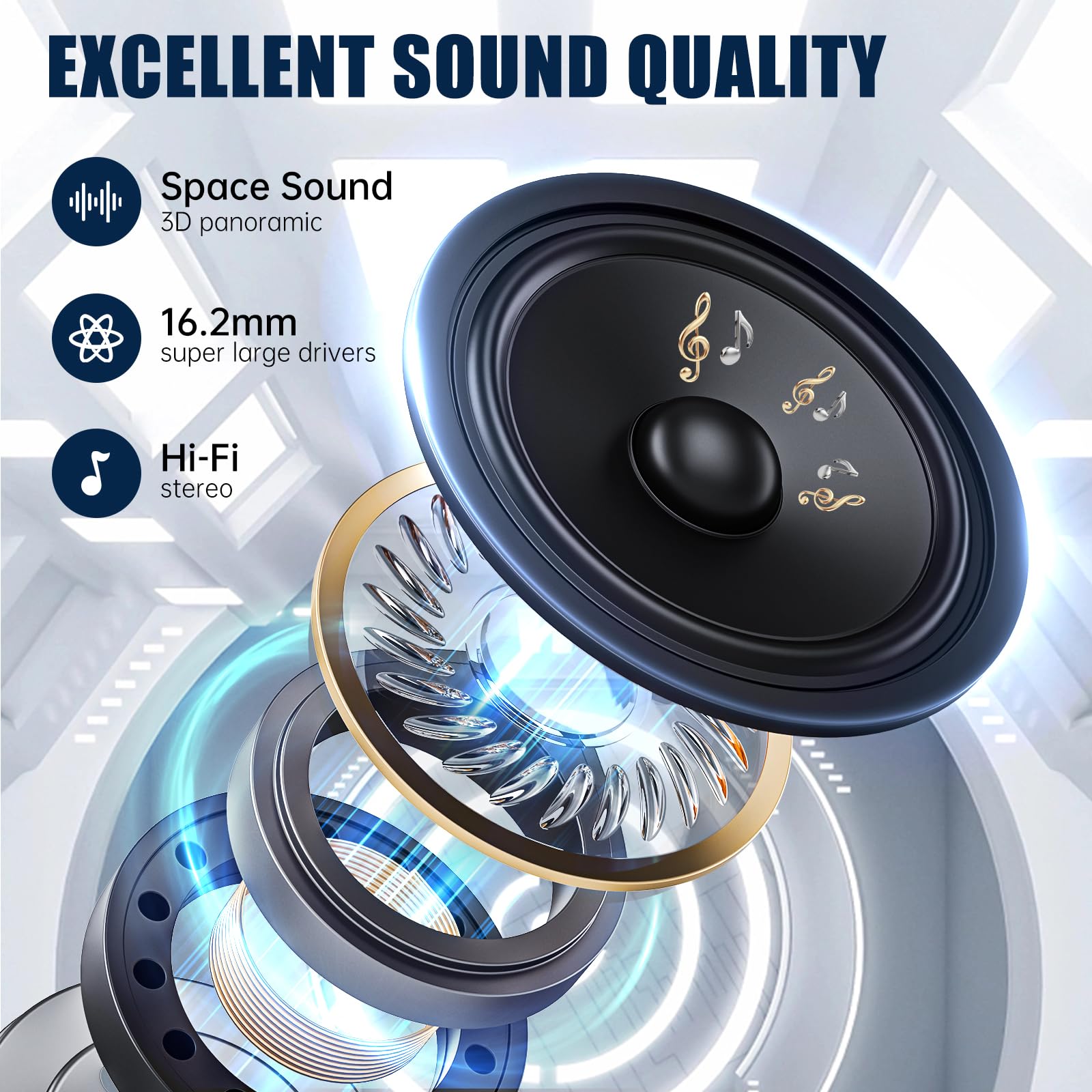 TRAUSI Bluetooth 5.4 connectivity highlights instant pairing and stable signals.