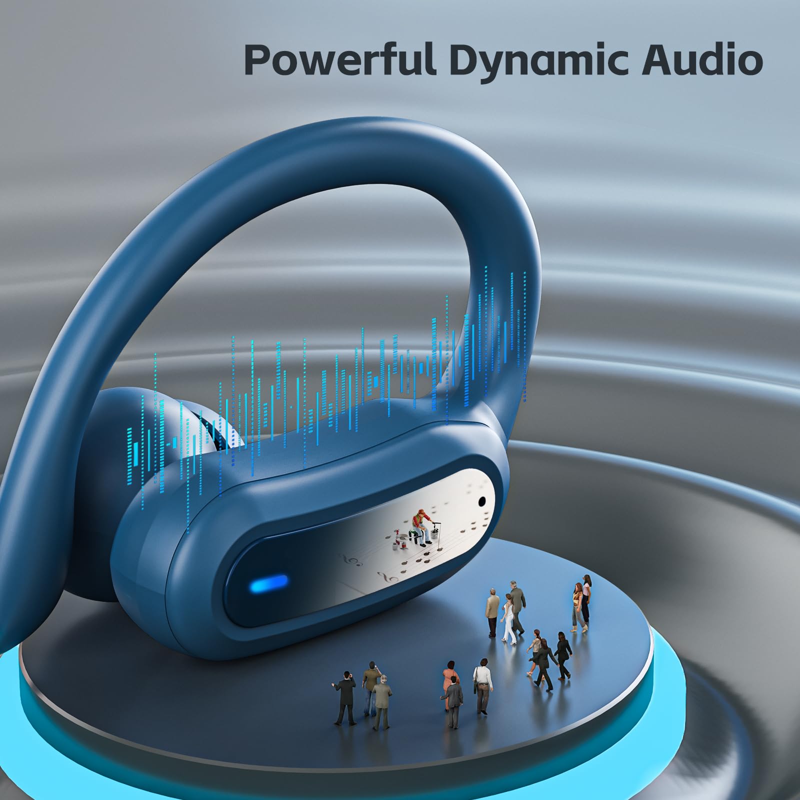 TRAUSI wireless earbuds blue case open, ready for instant pairing.