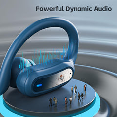 TRAUSI wireless earbuds blue case open, ready for instant pairing.