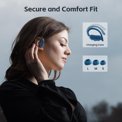 TRAUSI Bluetooth earbuds with noise-cancelling mic, ideal calls in noisy spaces.