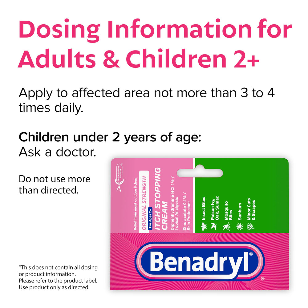 Travel-friendly 1oz Benadryl cream tube for on-the-go relief