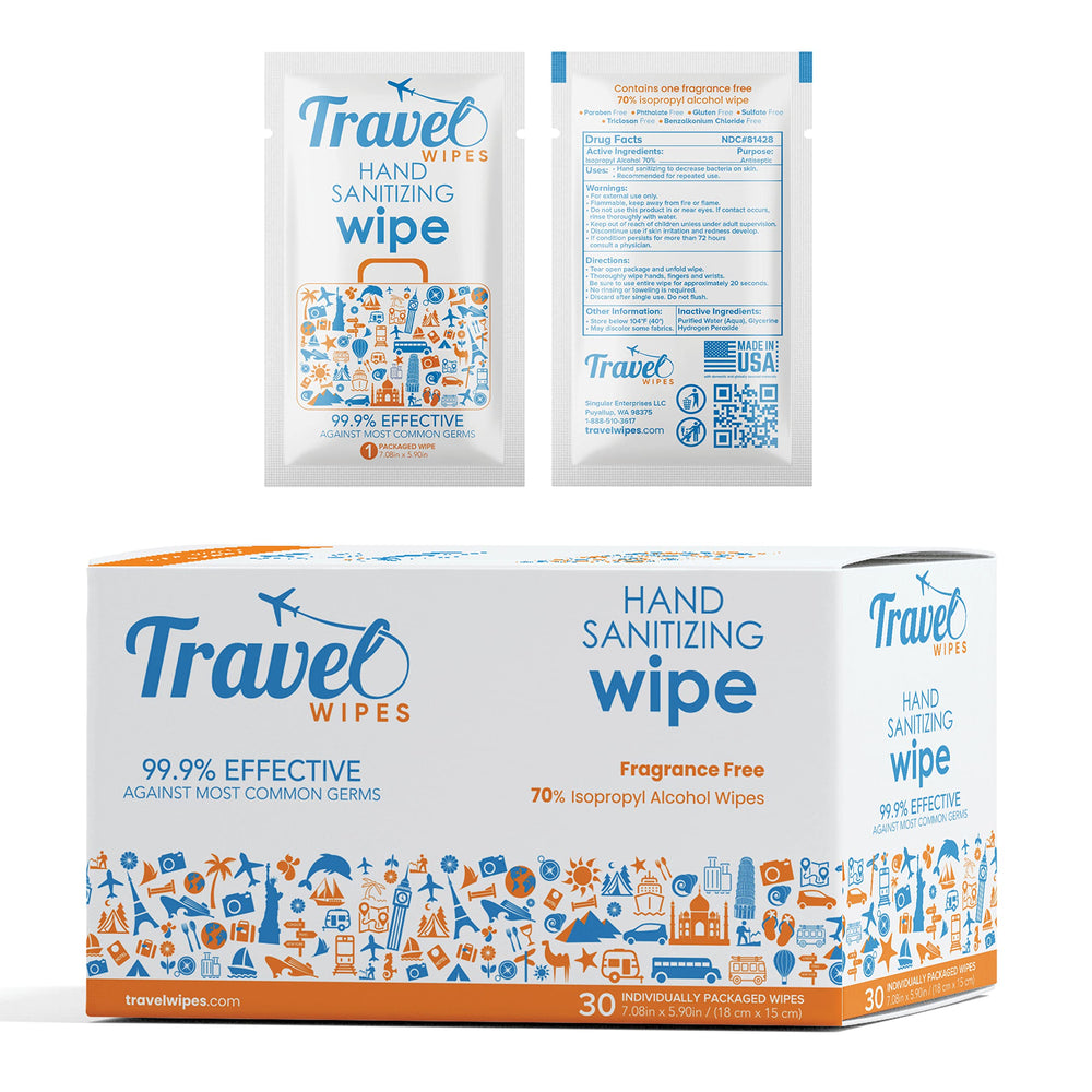 Travel Wipes hand sanitizing compact pack for on-the-go cleansing