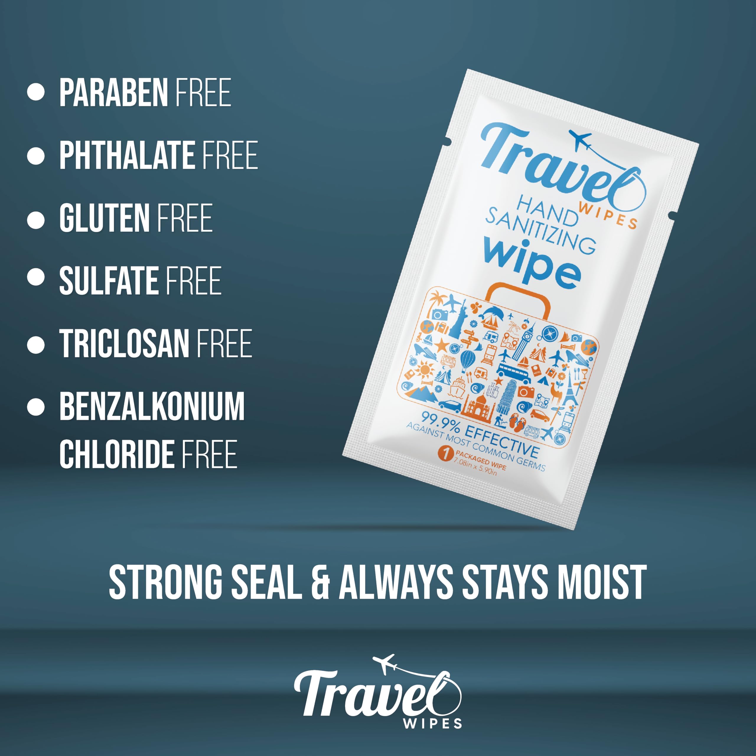 Travel Wipes no mess removal leaves hands dry and refreshed fast