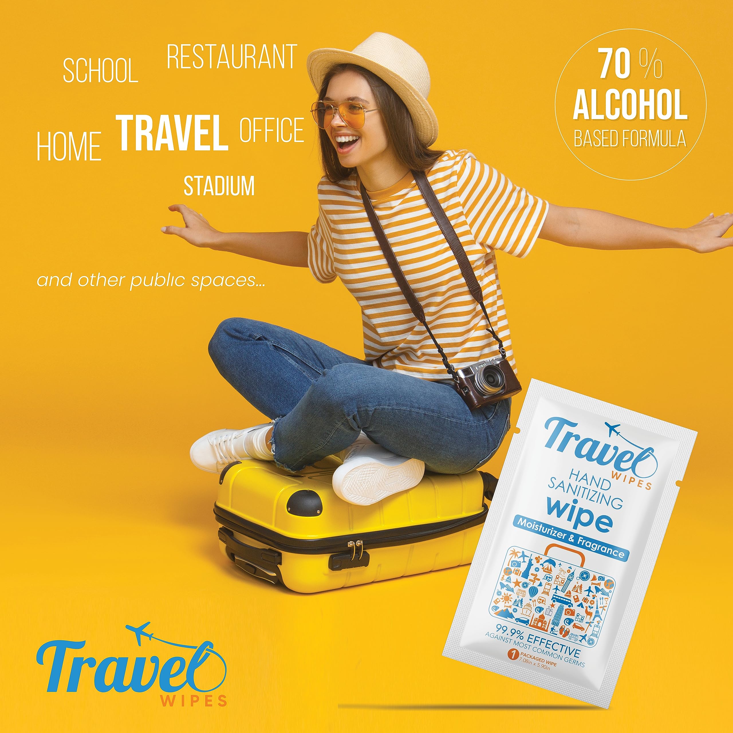 Travel Wipes no residue for clean, dry hands.
