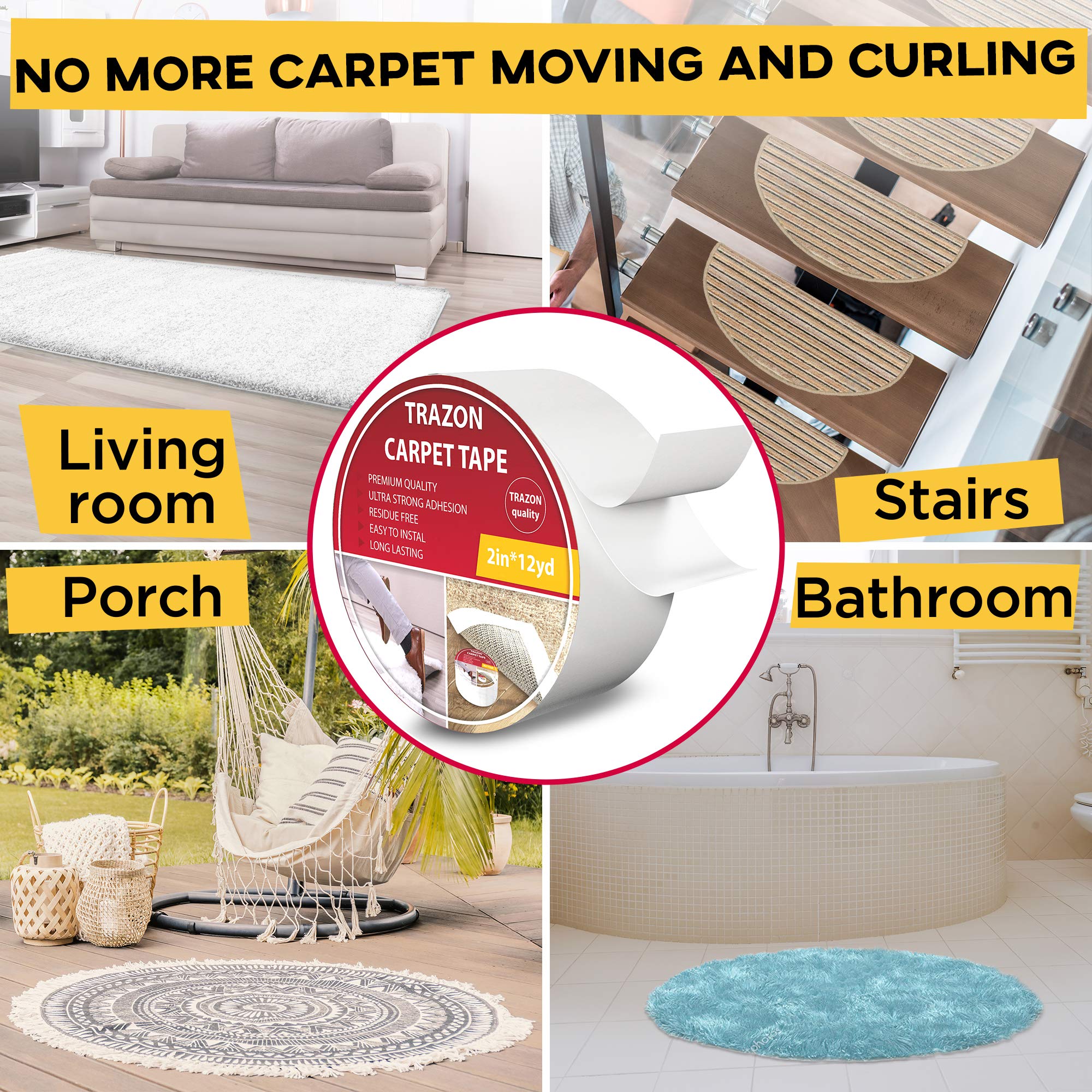 Trazon removable tape leaves no residue after removal.