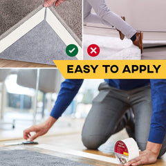Trazon rug tape close-up shows strong adhesive for area rugs.