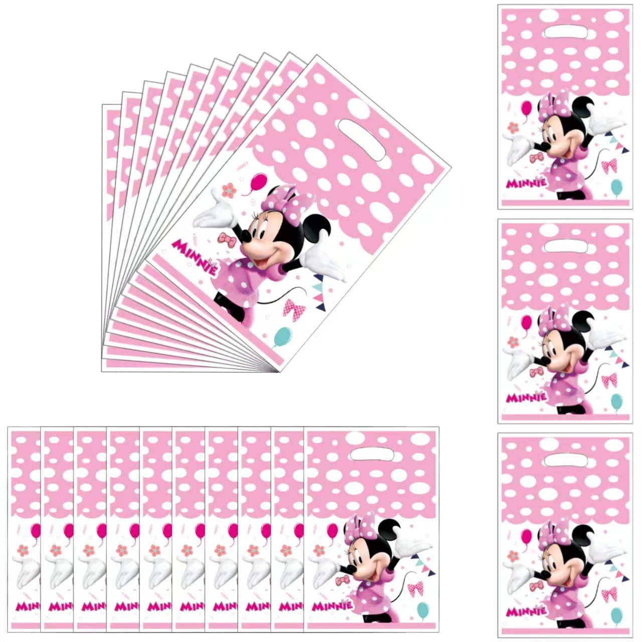 TREANY Minnie bags ten by six and a half inches provide roomy space for treats.
