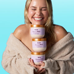 Tree Hut Cinnamon Dolce scrub jar close-up highlighting Shea butter for lasting hydration.