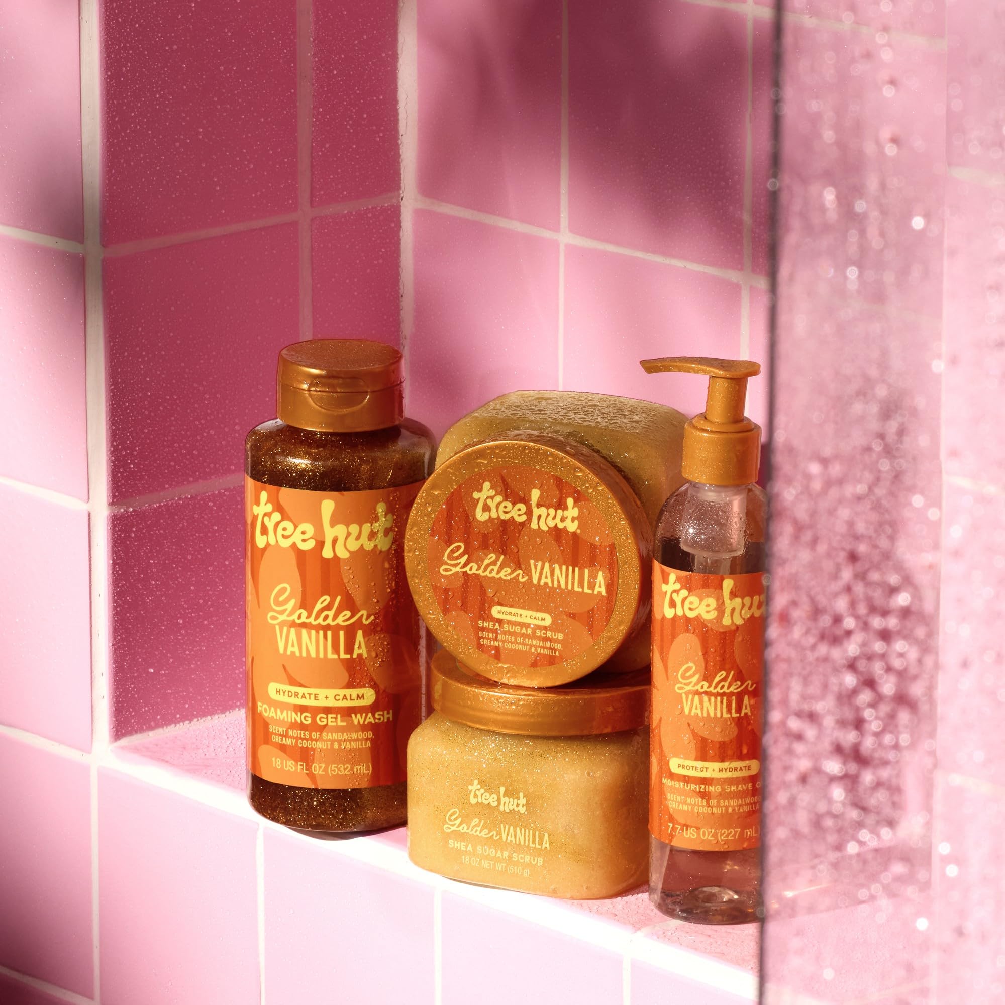Tree Hut label view highlighting paraben- and sulfate-free formula