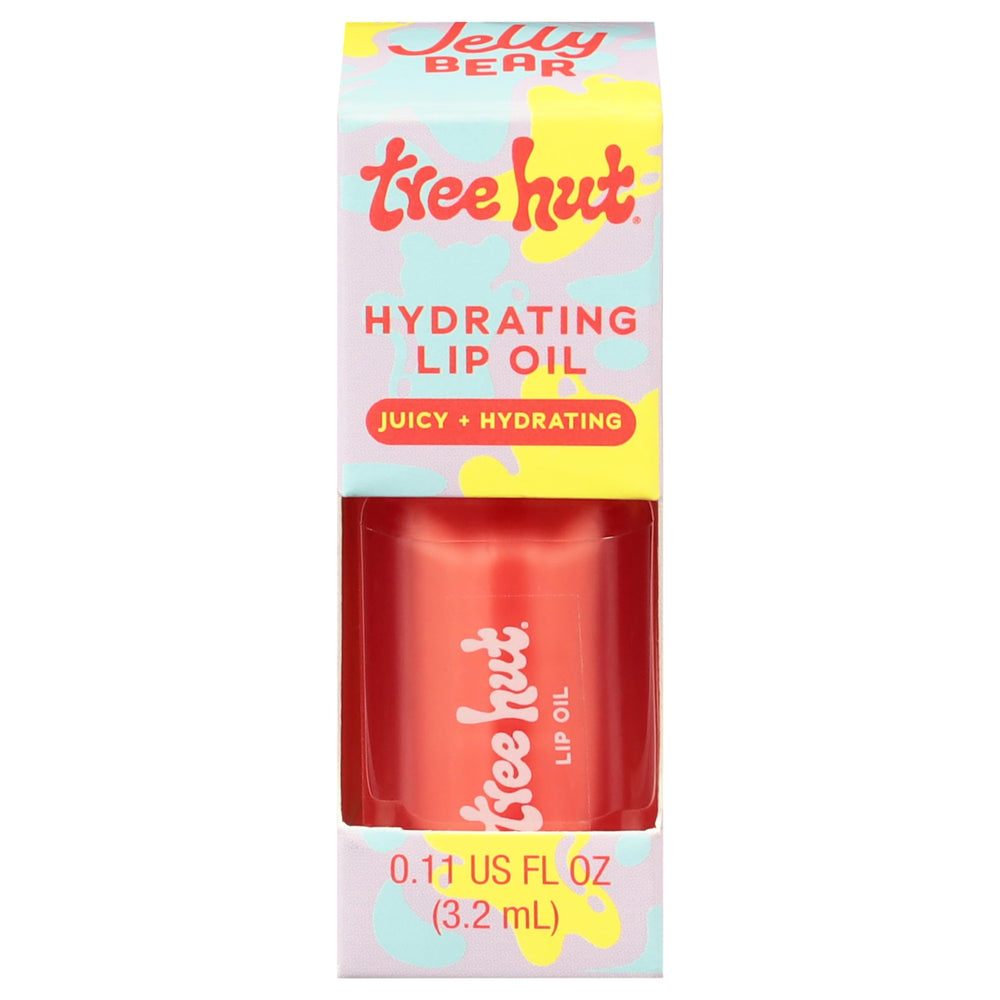 Tree Hut Jelly Bear lip oil bottle showing a glassy shine and hydration