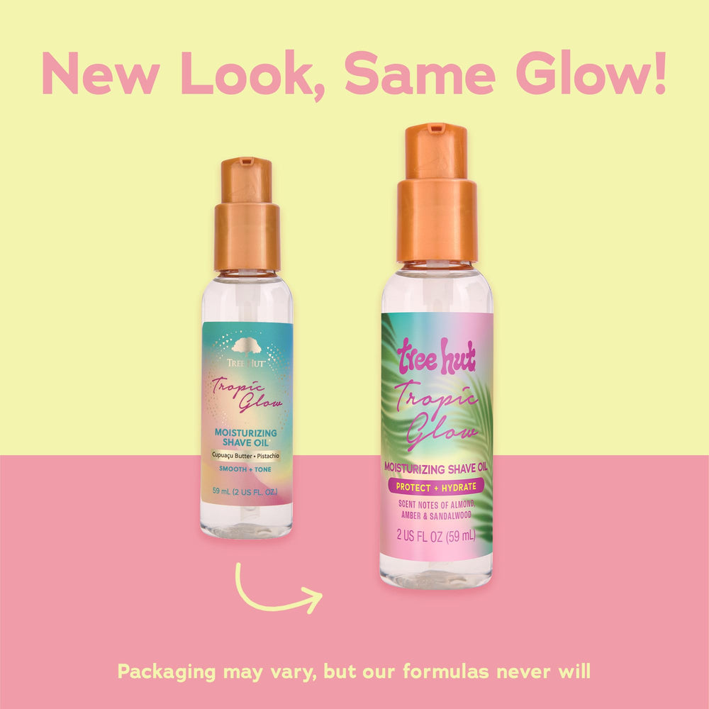 Tree Hut Tropic Glow hand-application highlights glide for a comfortable razor pass