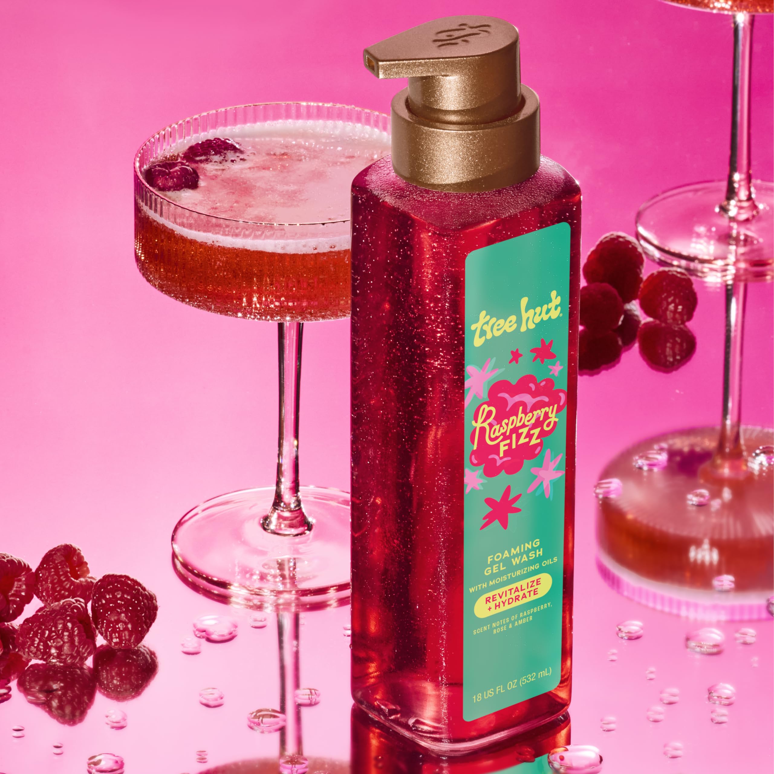 Tree Hut Raspberry Fizz hydrating blend of avocado kiwi and orange oils