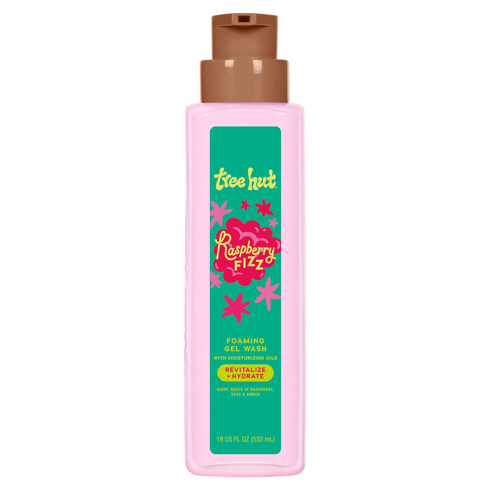 Tree Hut Raspberry Fizz pump bottle highlighting convenient daily use and hydration