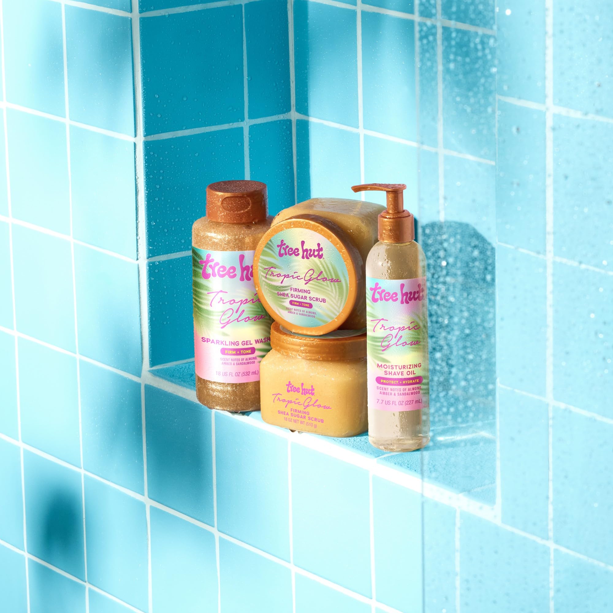 Tree Hut Tropic Glow gym-ready kit for quick pampering sessions.