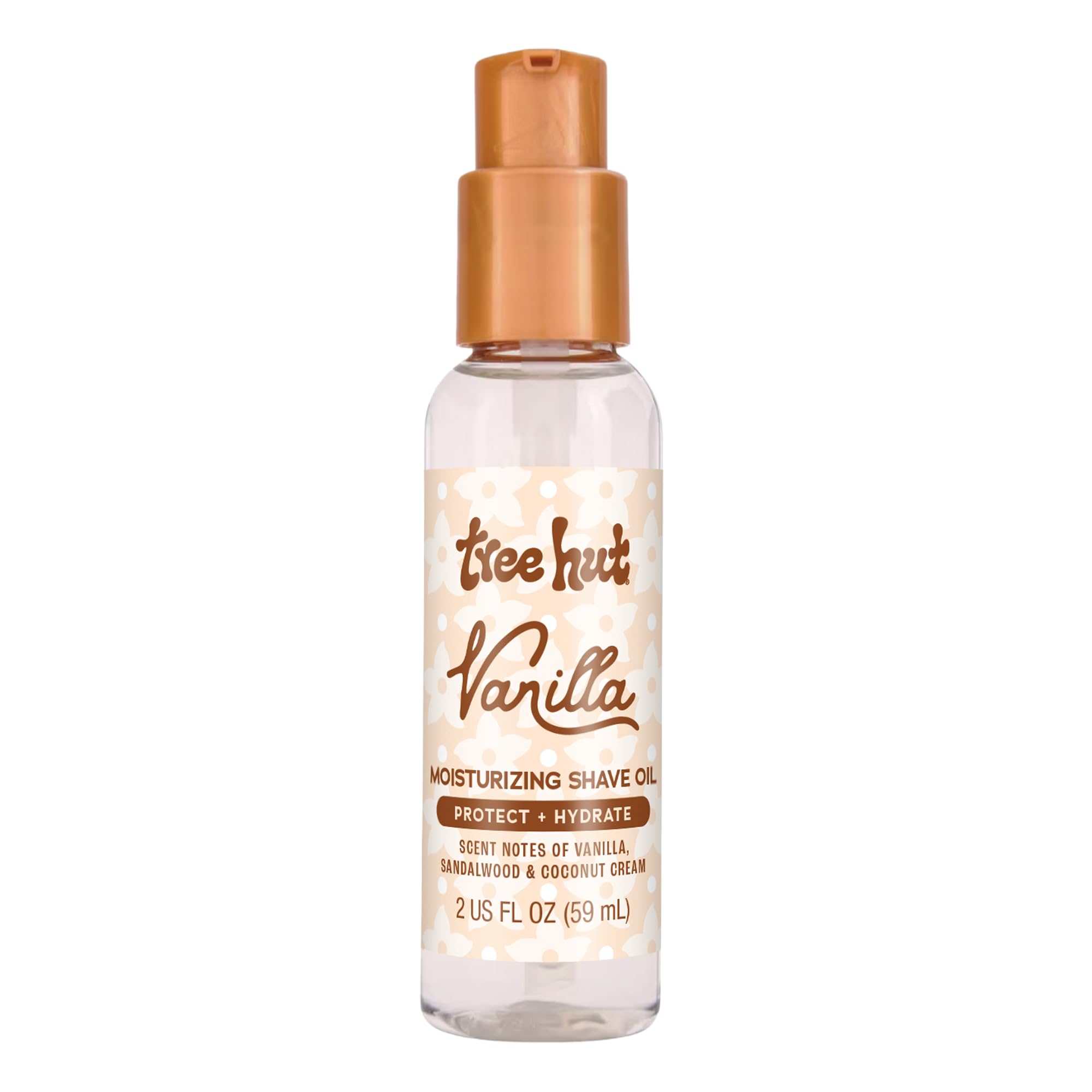Tree Hut Vanilla Travel Shave Oil bottle offers smooth glide for on-the-go shaving.