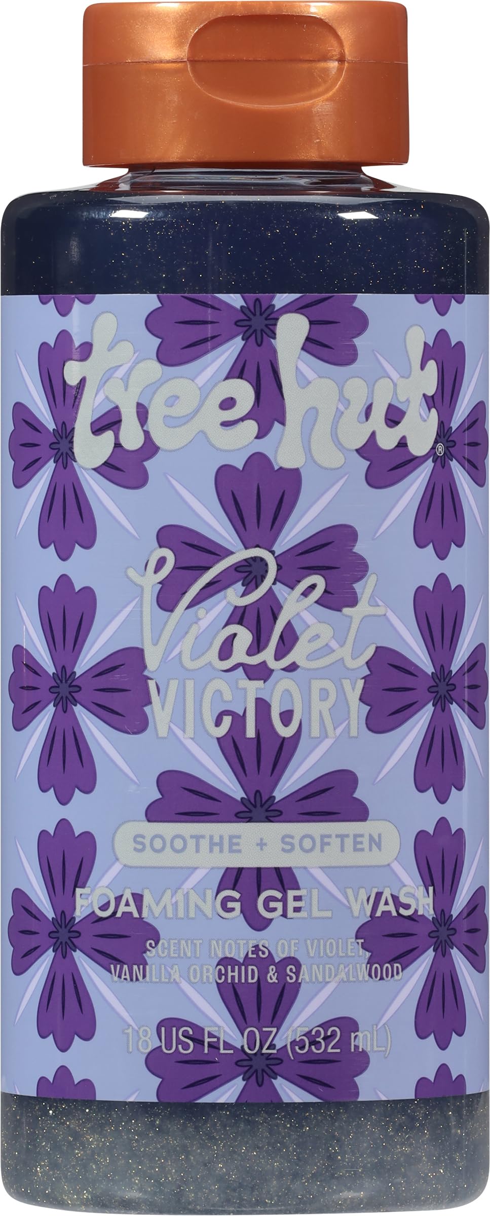 Tree Hut Violet Victory Foaming Wash bottle front, emphasizing hydrating formula for daily cleansing.