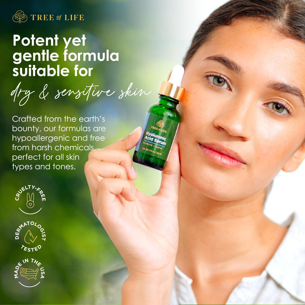 Tree of Life serum texture spreads smoothly across the skin during application.