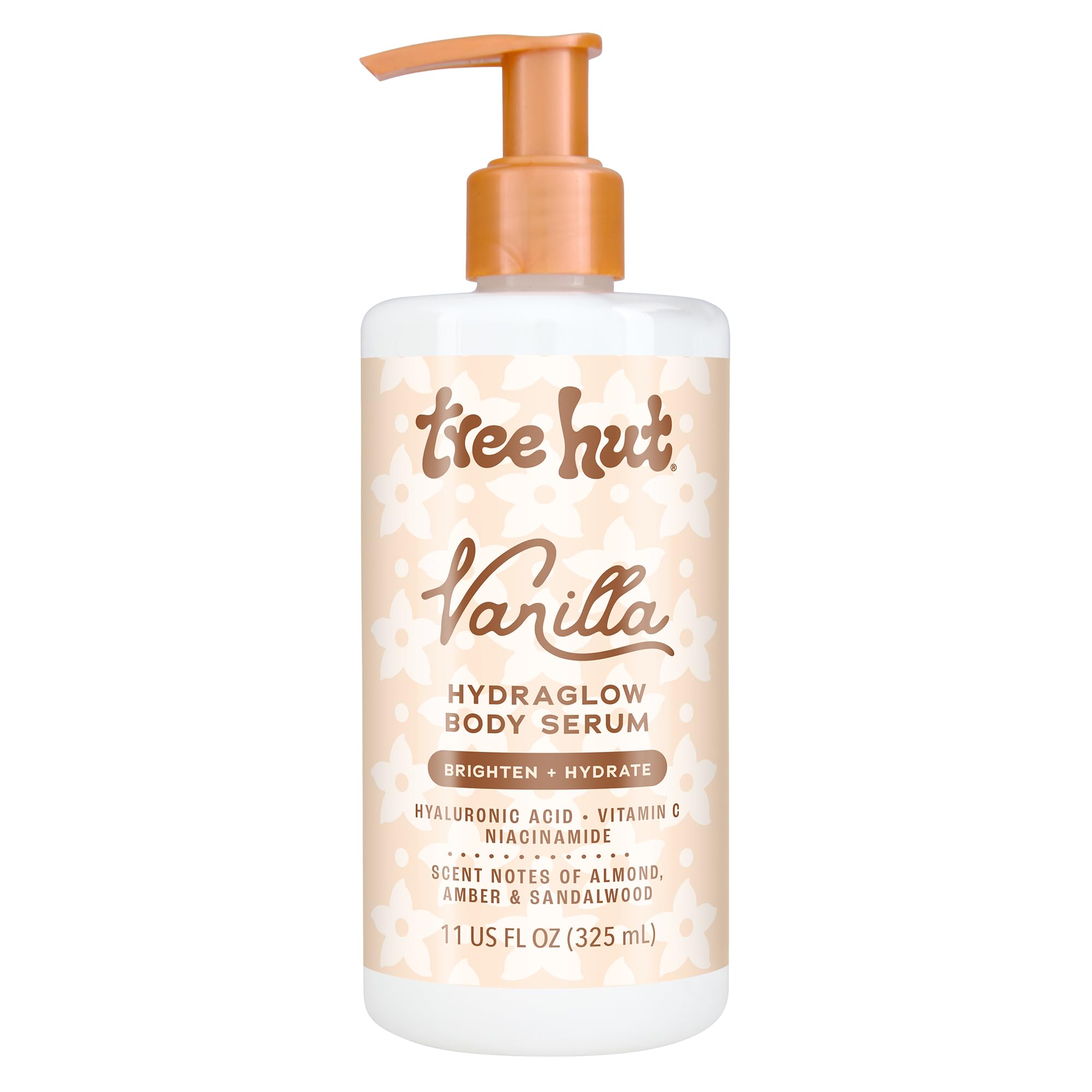 Tree Hut Vanilla Hydraglow Serum bottle close-up showing hydration-enhancing formula.