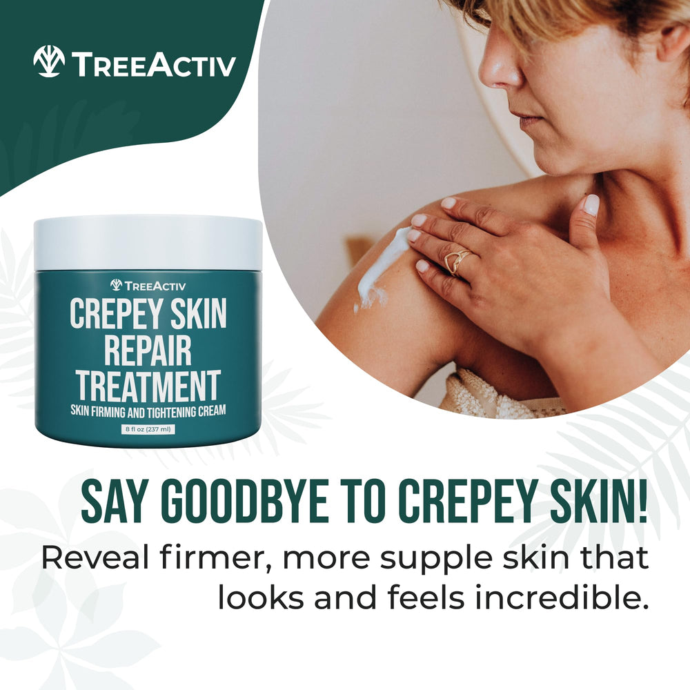 TreeActiv Crepey Skin Repair Cream arm application demonstrating easy rubbing in.