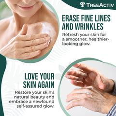 TreeActiv Crepey Skin Repair Cream applied on neck area for smoother look.