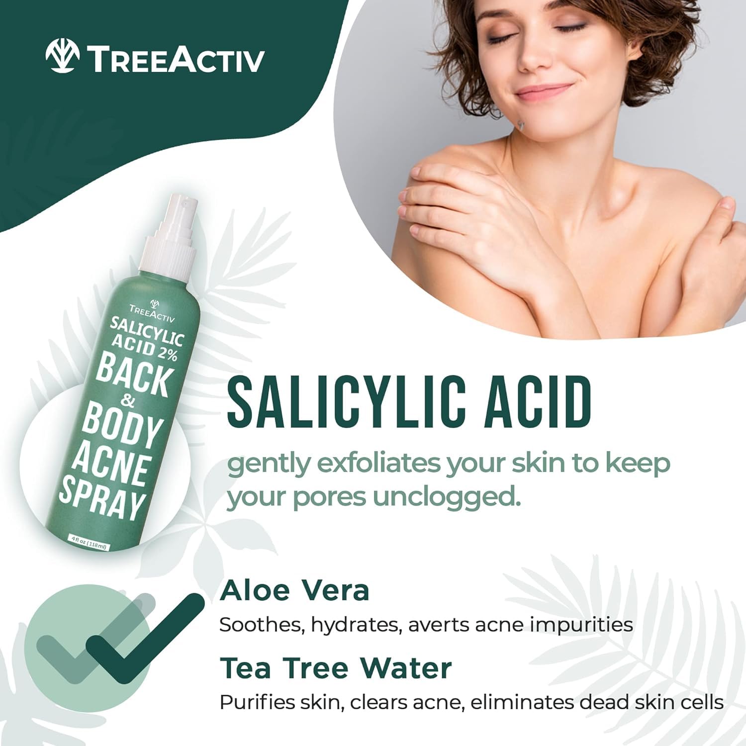 TreeActiv daily-use spray supports maintenance for back and body skin.