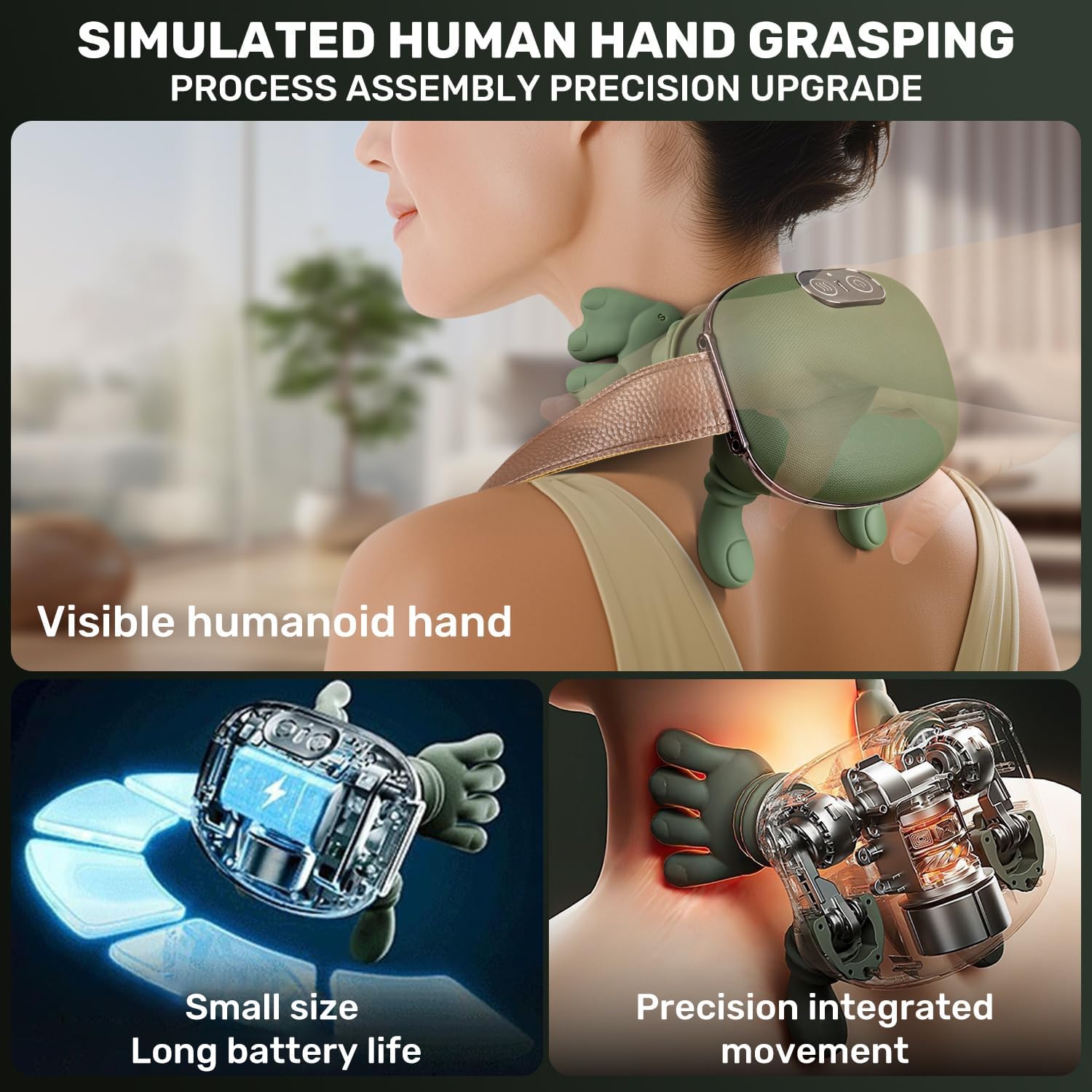 TREEFIA 4D kneading massage mimics palm strokes for full upper back and neck coverage