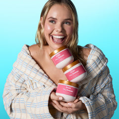 Tree Hut Pink Champagne natural silica exfoliation leaves skin smoother and refreshed.