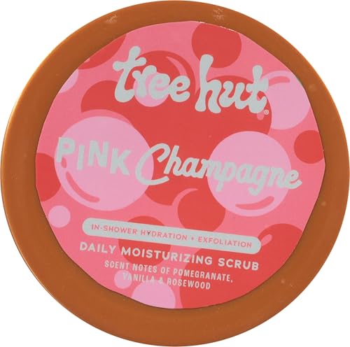 Tree Hut Pink Champagne scrub with shea butter nourishes skin during every shower.