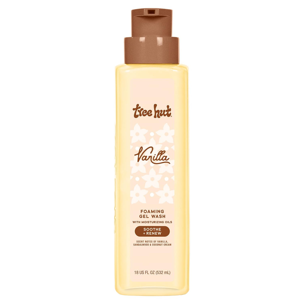 Tree Hut Vanilla Foaming Gel Bottle with Pump for easy daily cleanse