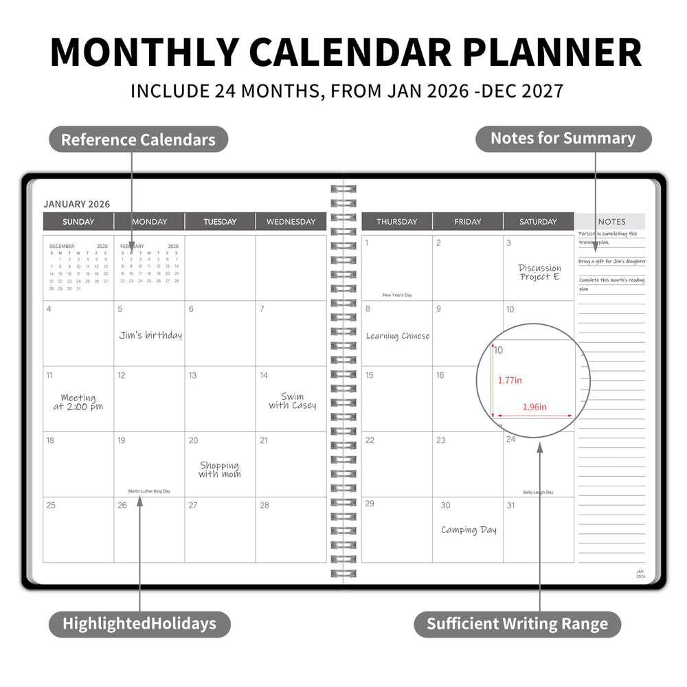 TREES 24-month planner shows the monthly layout for scheduling
