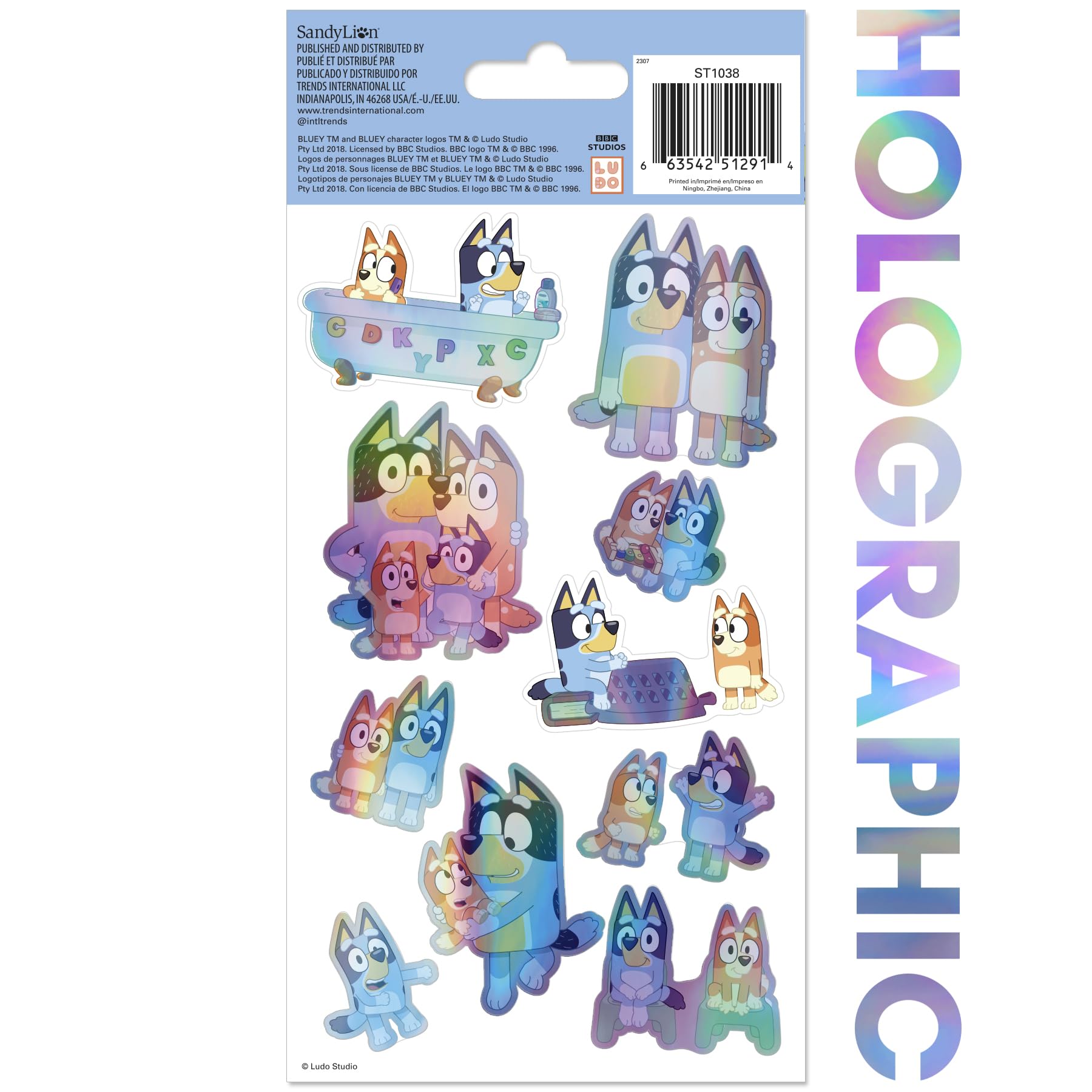 Trends International Bluey holographic stickers close-up of vibrant shapes