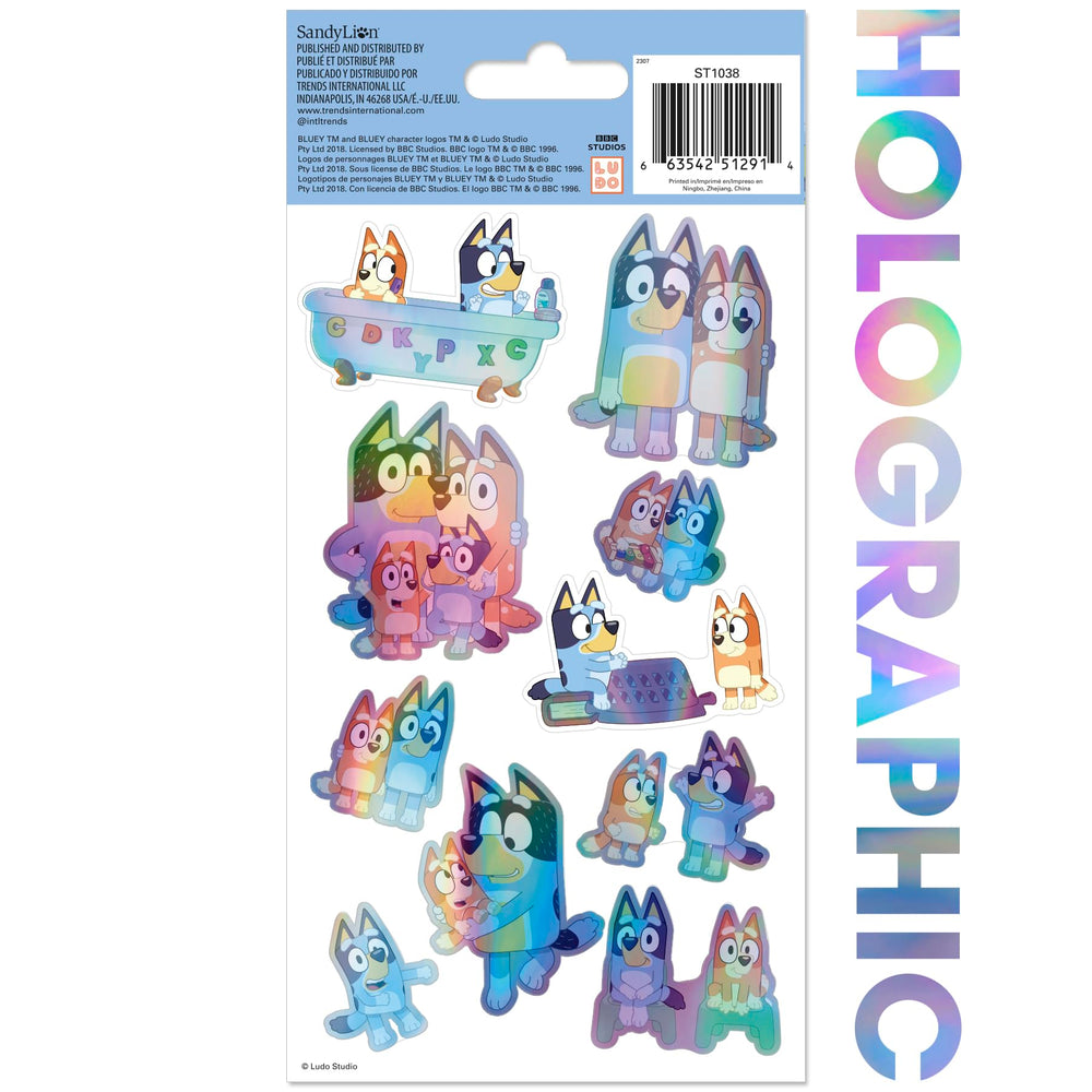 Trends International Bluey holographic stickers close-up of vibrant shapes