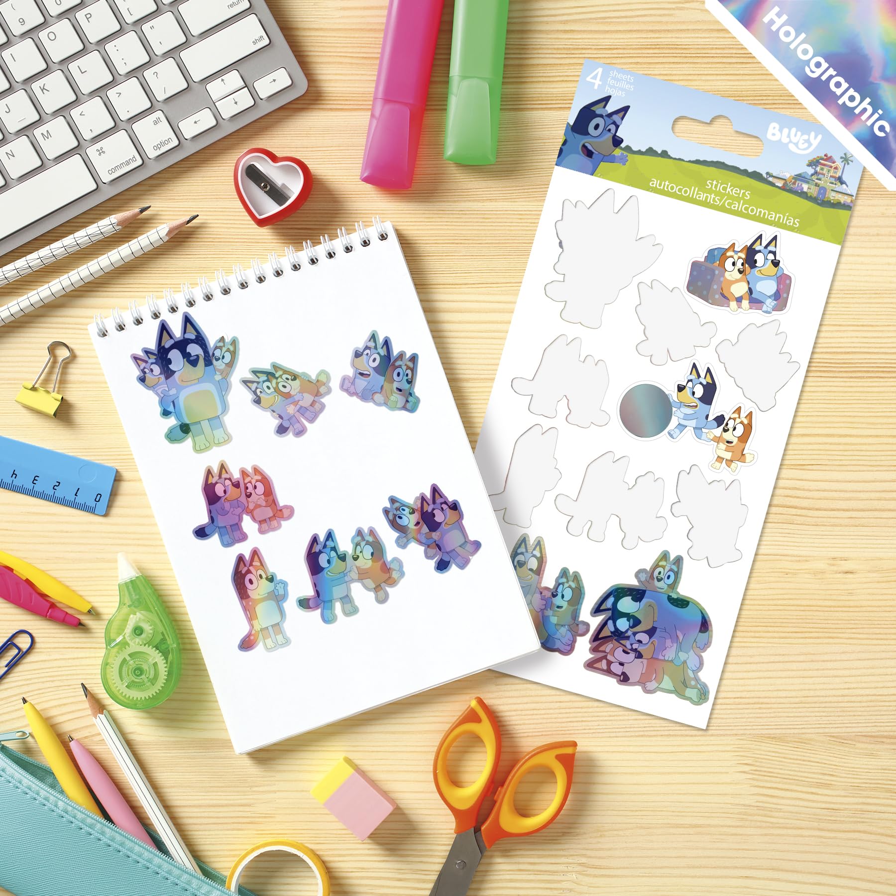Trends International Bluey holographic stickers on notebook for personalized flair