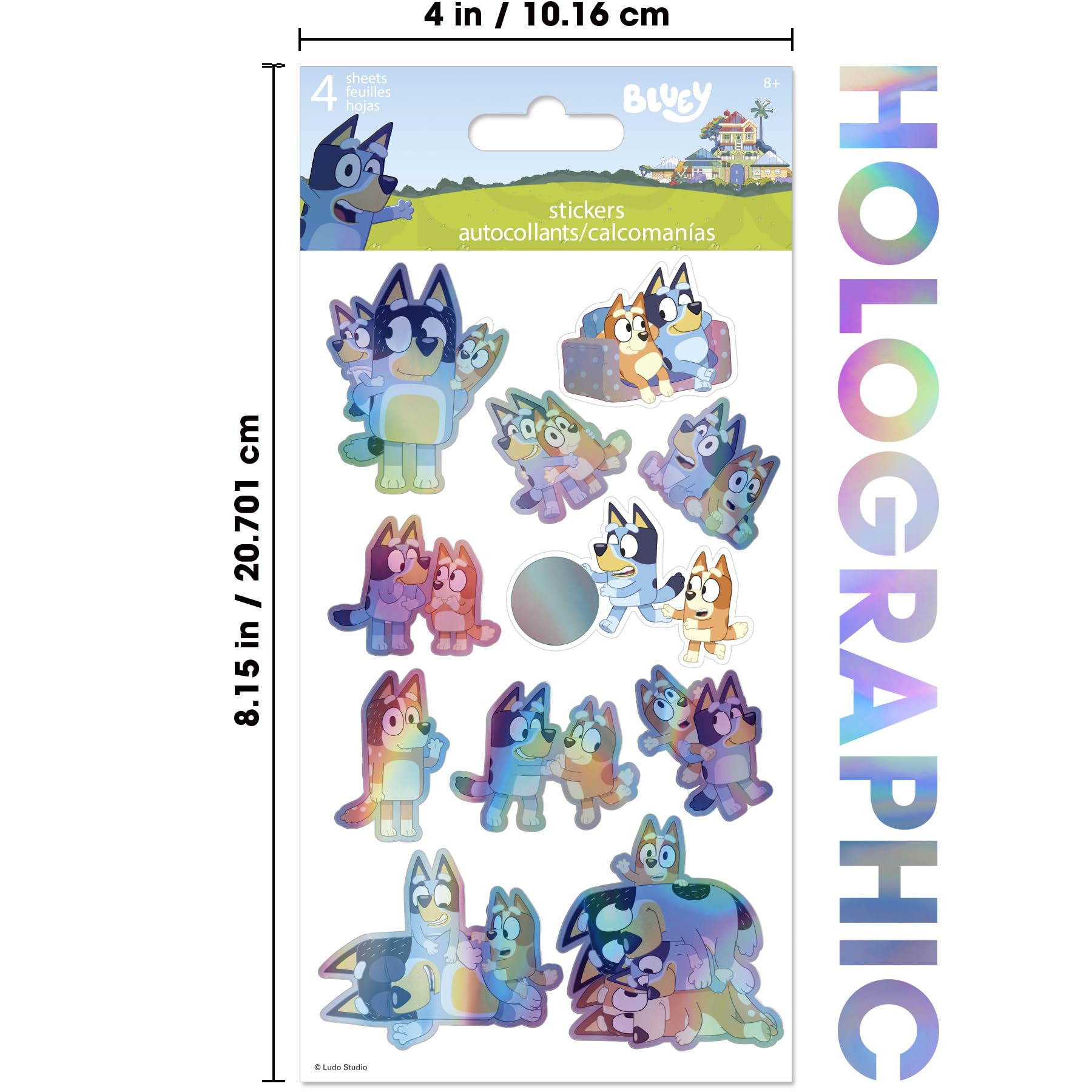 Trends International Bluey holographic stickers on water bottle for durable decoration