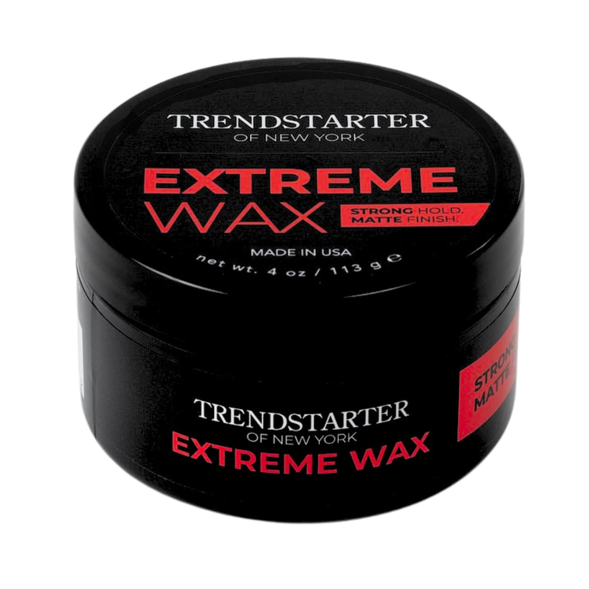 TrendStarter Extreme Wax jar front view for strong hold and premium styling.