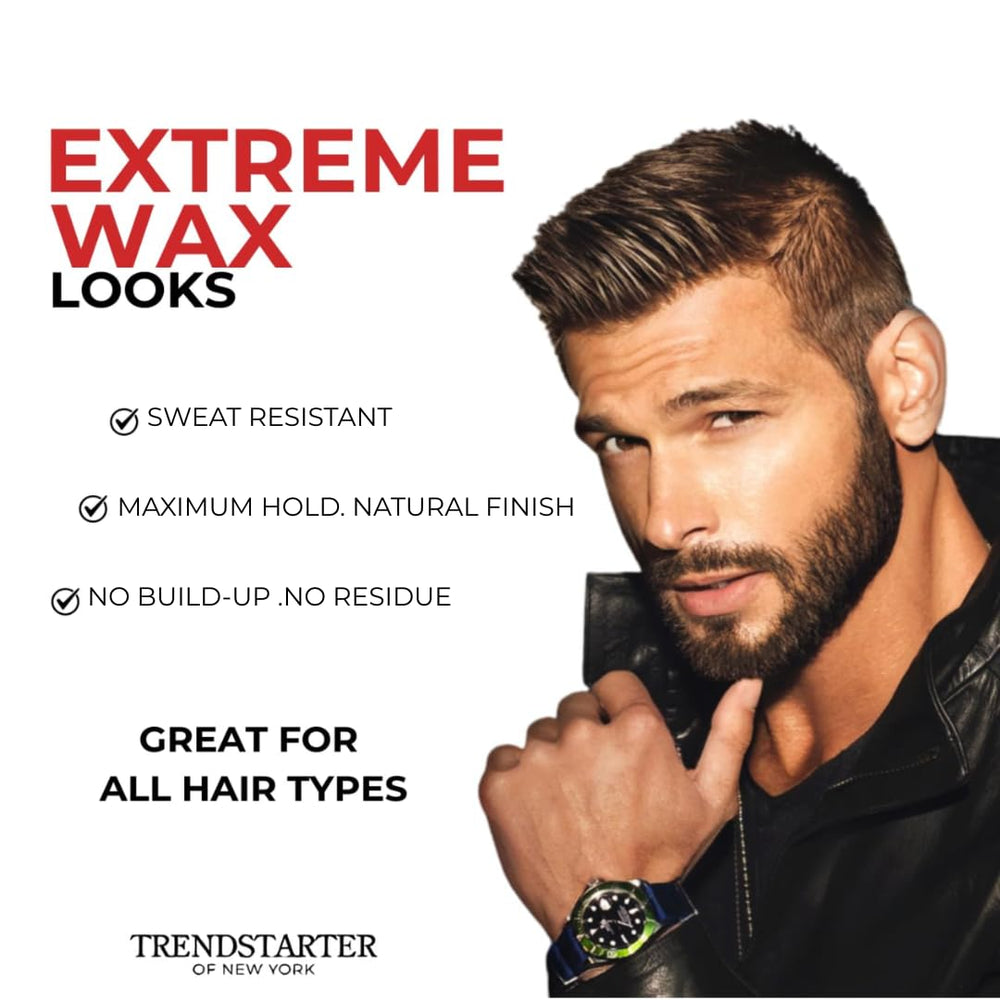 TrendStarter Extreme Wax matte finish displayed on styled hair.