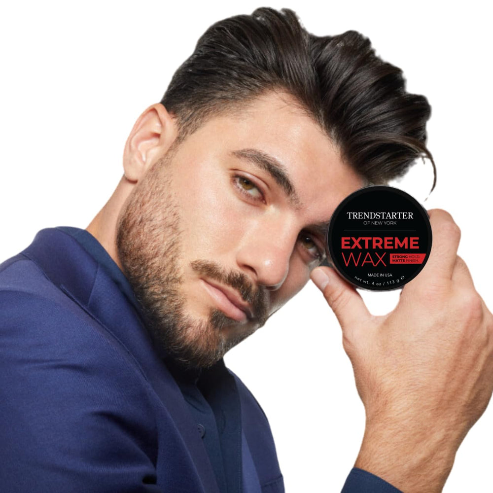 TrendStarter Extreme Wax being applied for long-lasting hold and style.