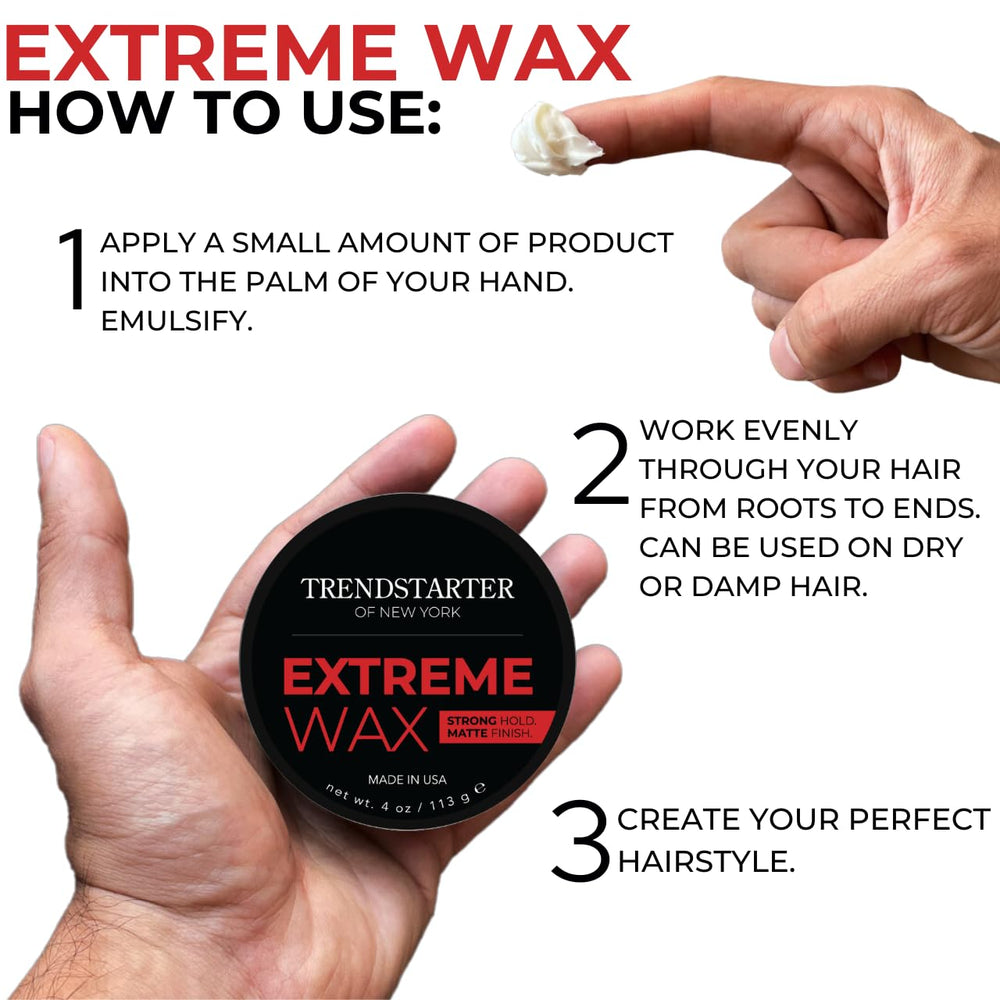TrendStarter Extreme Wax water-based formula shown for easy wash-out.
