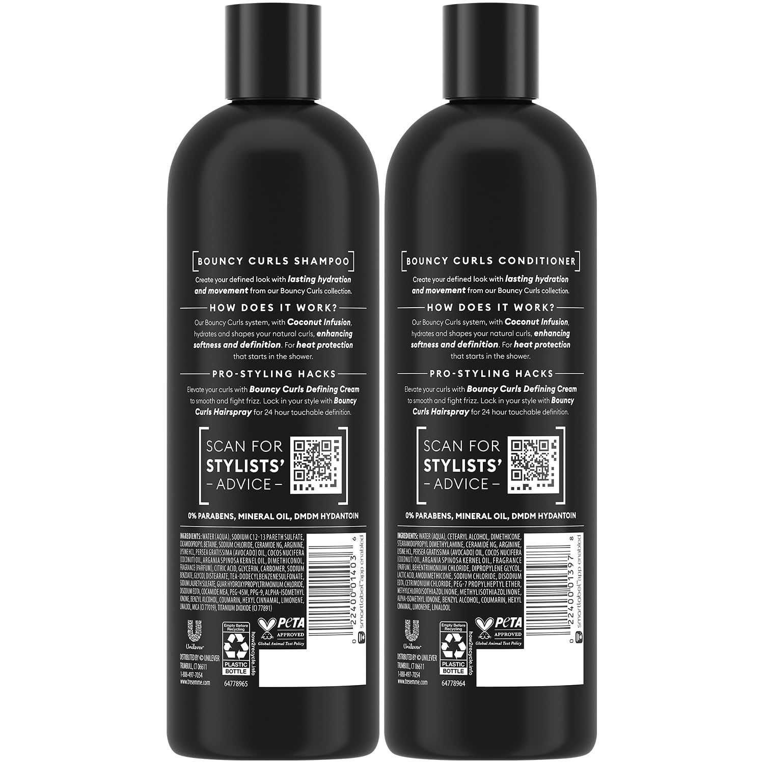 TRESemmé Bouncy Curls conditioner bottle pour for smooth, frizz control